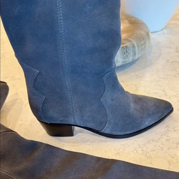 Isabel Marant Dark Gray suede Cowboy chic Knee Boots - Picture 11 of 13